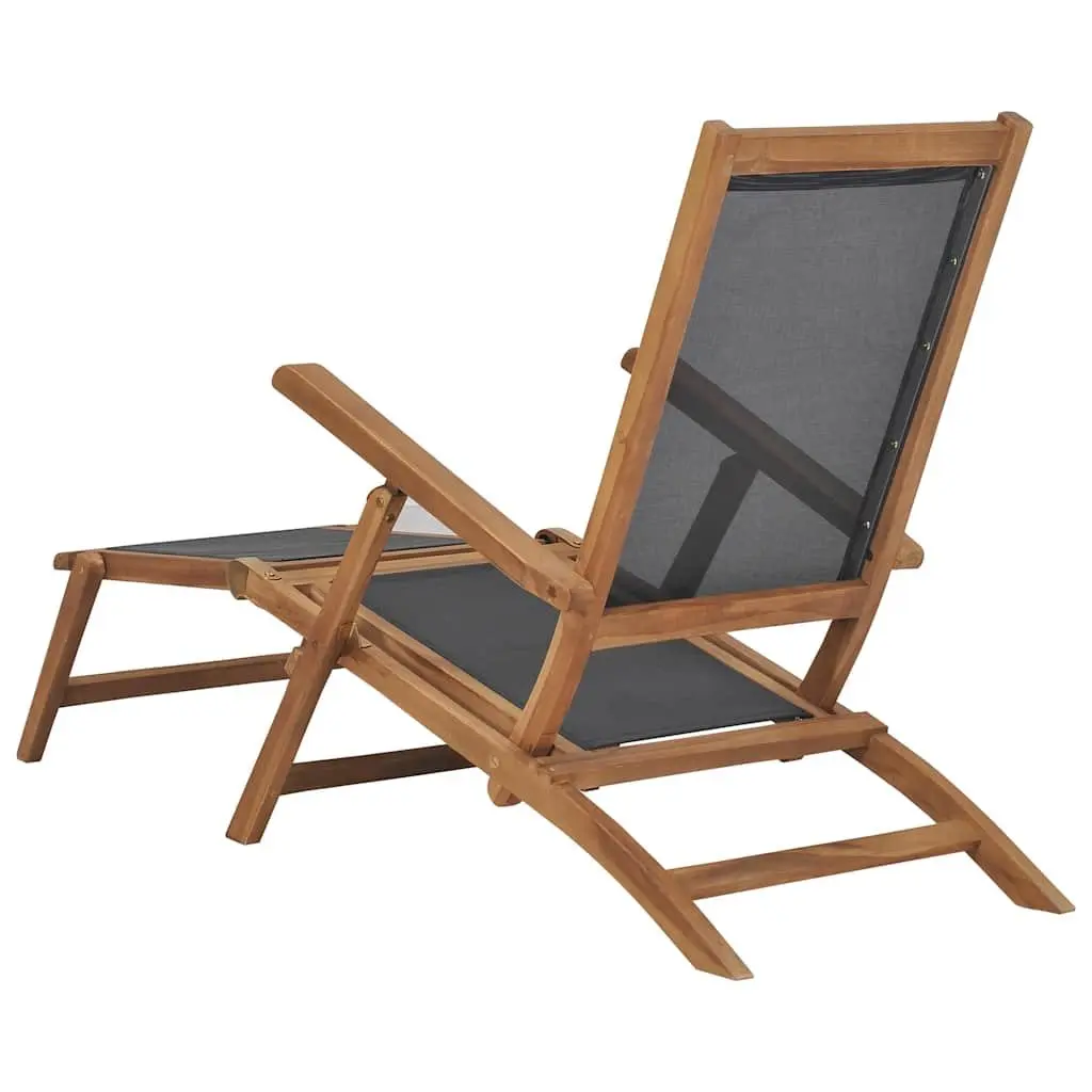 Deck Chair for Garden Patio Reclining Backrest with Detachable Footrest