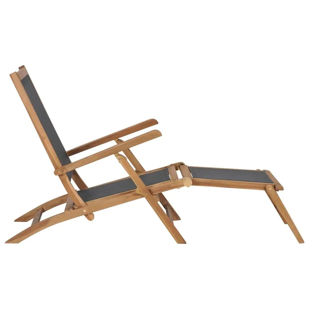 Deck Chair for Garden Patio Reclining Backrest with Detachable Footrest