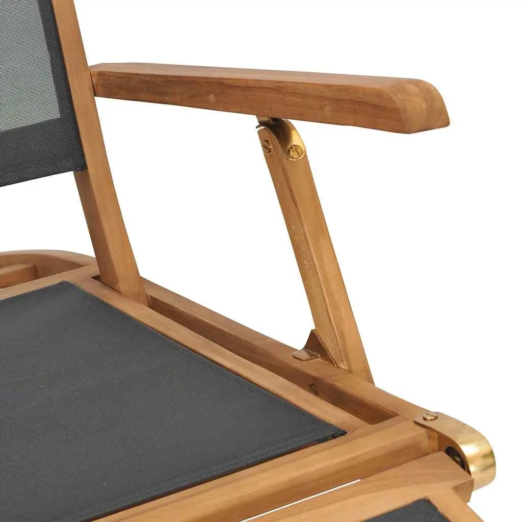 Deck Chair for Garden Patio Reclining Backrest with Detachable Footrest