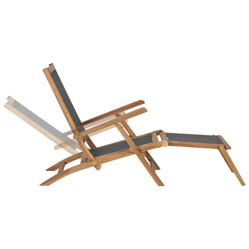 Deck Chair for Garden Patio Reclining Backrest with Detachable Footrest