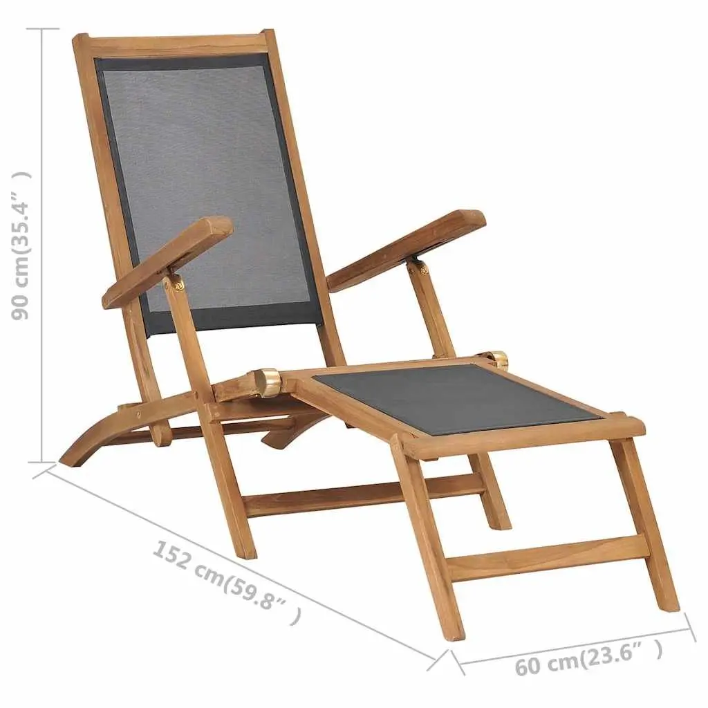 Deck Chair for Garden Patio Reclining Backrest with Detachable Footrest