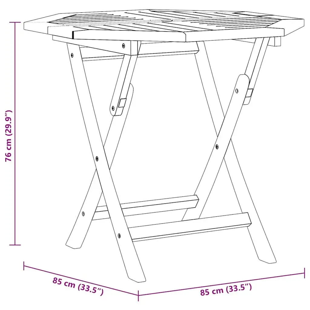 Folding Garden Dining Table 85x85x76cm Outdoor Patio Teak Wood Brown