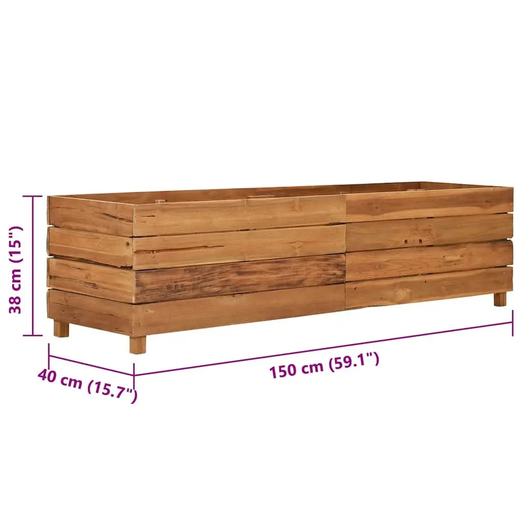 Raised Garden Bed Planter 150x40x38cm Recycled Teak Wood Steel Legs Pots Outdoor