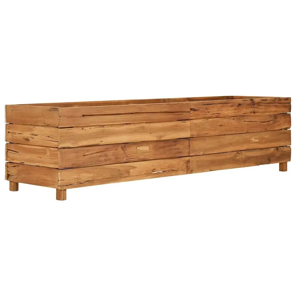 Raised Garden Bed Planter 150x40x38cm Recycled Teak Wood Steel Legs Pots Outdoor