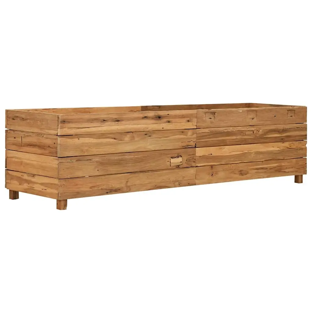 Raised Garden Bed Planter 150x40x38cm Recycled Teak Wood Steel Legs Pots Outdoor