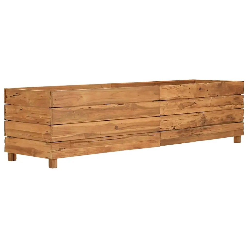Raised Garden Bed Planter 150x40x38cm Recycled Teak Wood Steel Legs Pots Outdoor