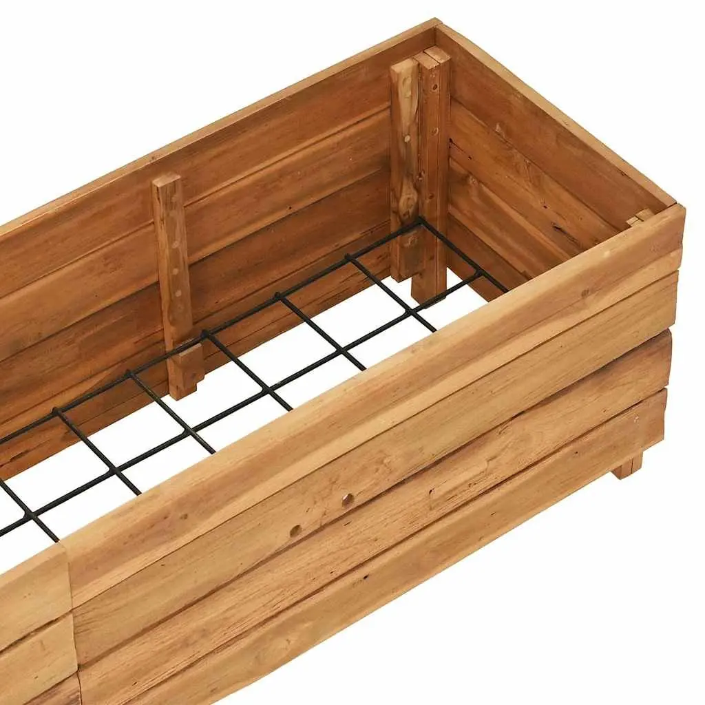 Raised Garden Bed Planter 150x40x38cm Recycled Teak Wood Steel Legs Pots Outdoor
