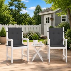 Anthracite Lowback Chair Cushions: 2 Pieces, 100% Oxford Fabric