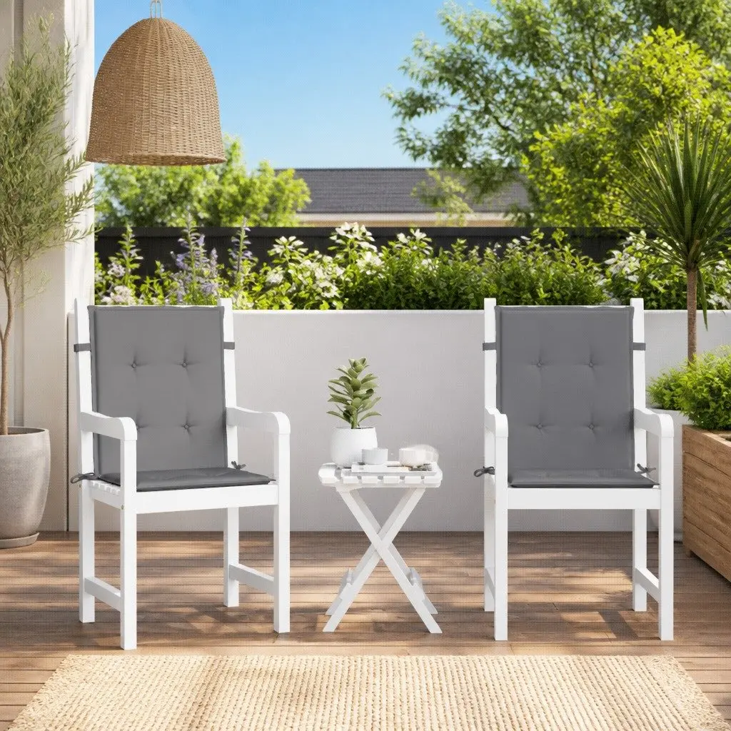 Lowback Chair Cushions Outdoor Garden Patio Seat Pads Grey Oxford Fabric 2 Piece