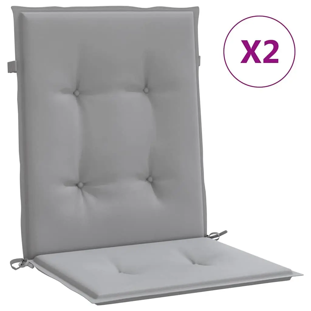 Lowback Chair Cushions Outdoor Garden Patio Seat Pads Grey Oxford Fabric 2 Piece