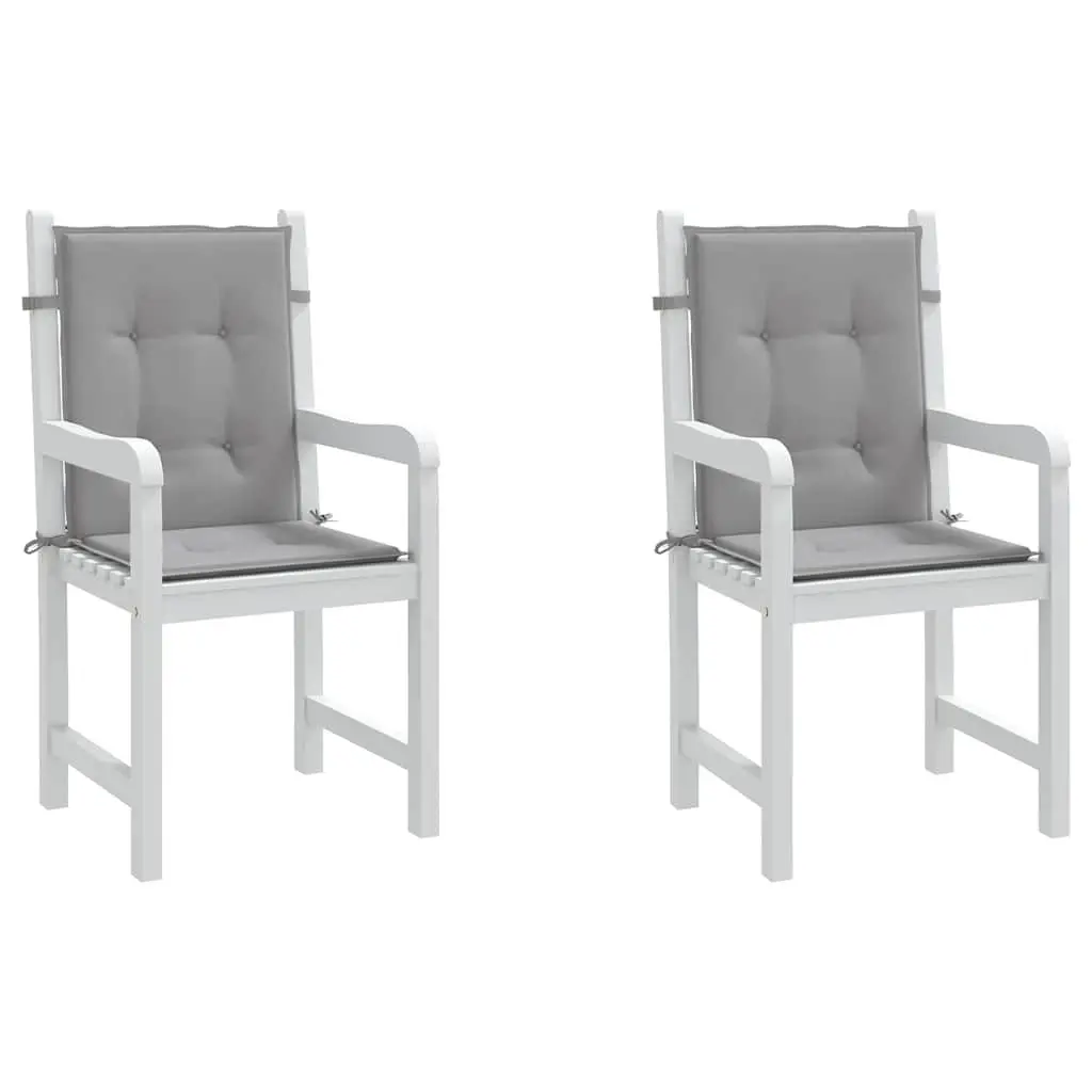 Lowback Chair Cushions Outdoor Garden Patio Seat Pads Grey Oxford Fabric 2 Piece