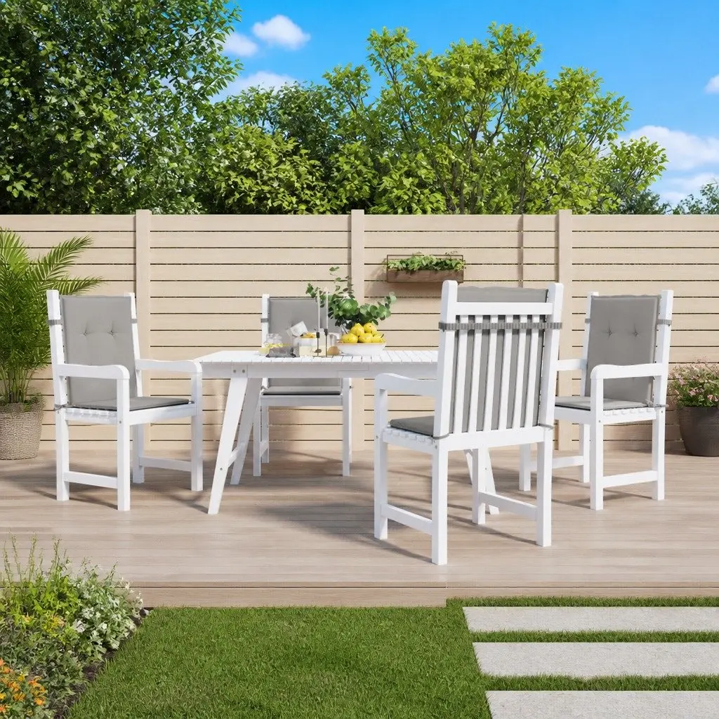 Garden Lowback Chair Cushions 4 pcs Grey Oxford Fabric Outdoor Patio Seat Pad