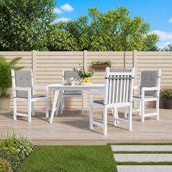 Garden Lowback Chair Cushions 4 pcs Grey Oxford Fabric Outdoor Patio Seat Pad