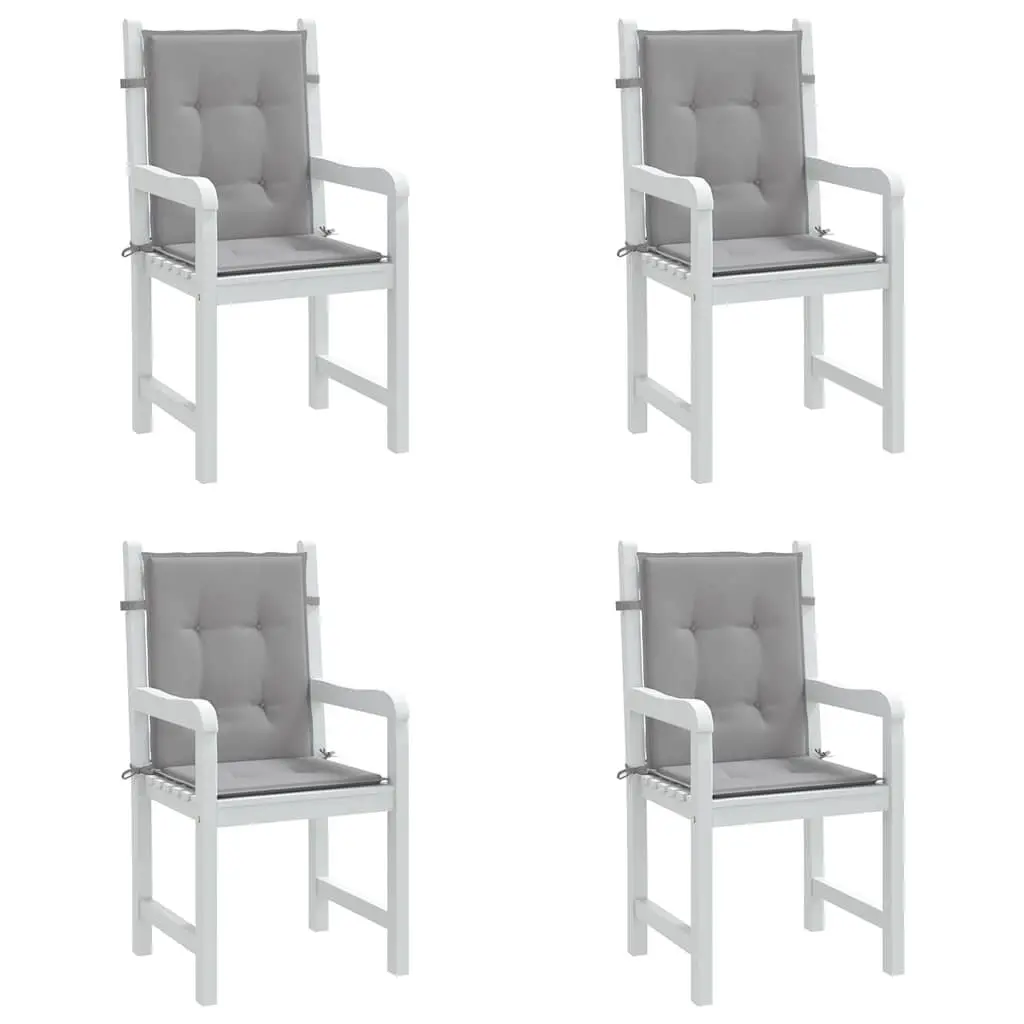 Garden Lowback Chair Cushions 4 pcs Grey Oxford Fabric Outdoor Patio Seat Pad