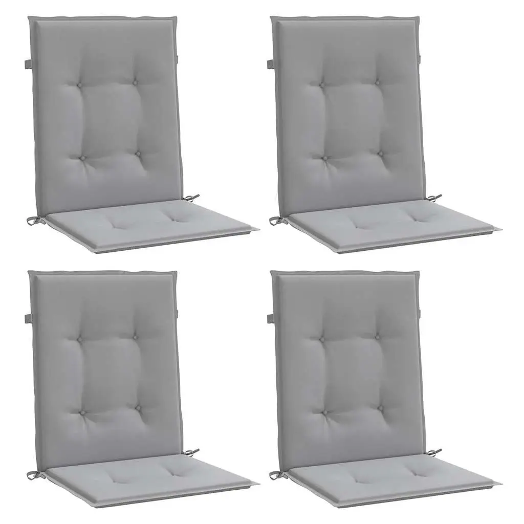 Garden Lowback Chair Cushions 4 pcs Grey Oxford Fabric Outdoor Patio Seat Pad