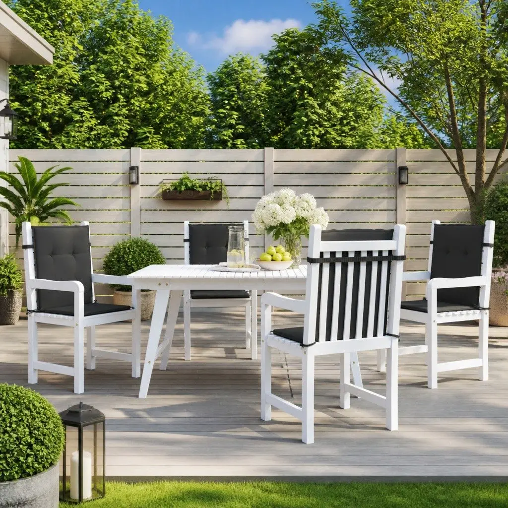 Lowback Chair Cushions Outdoor Indoor 100x50x3 cm Black 4 Piece Oxford Fabric