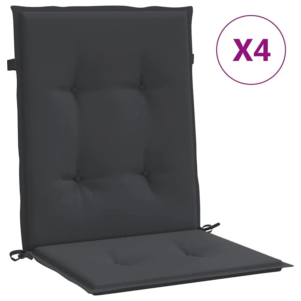 Lowback Chair Cushions Outdoor Indoor 100x50x3 cm Black 4 Piece Oxford Fabric