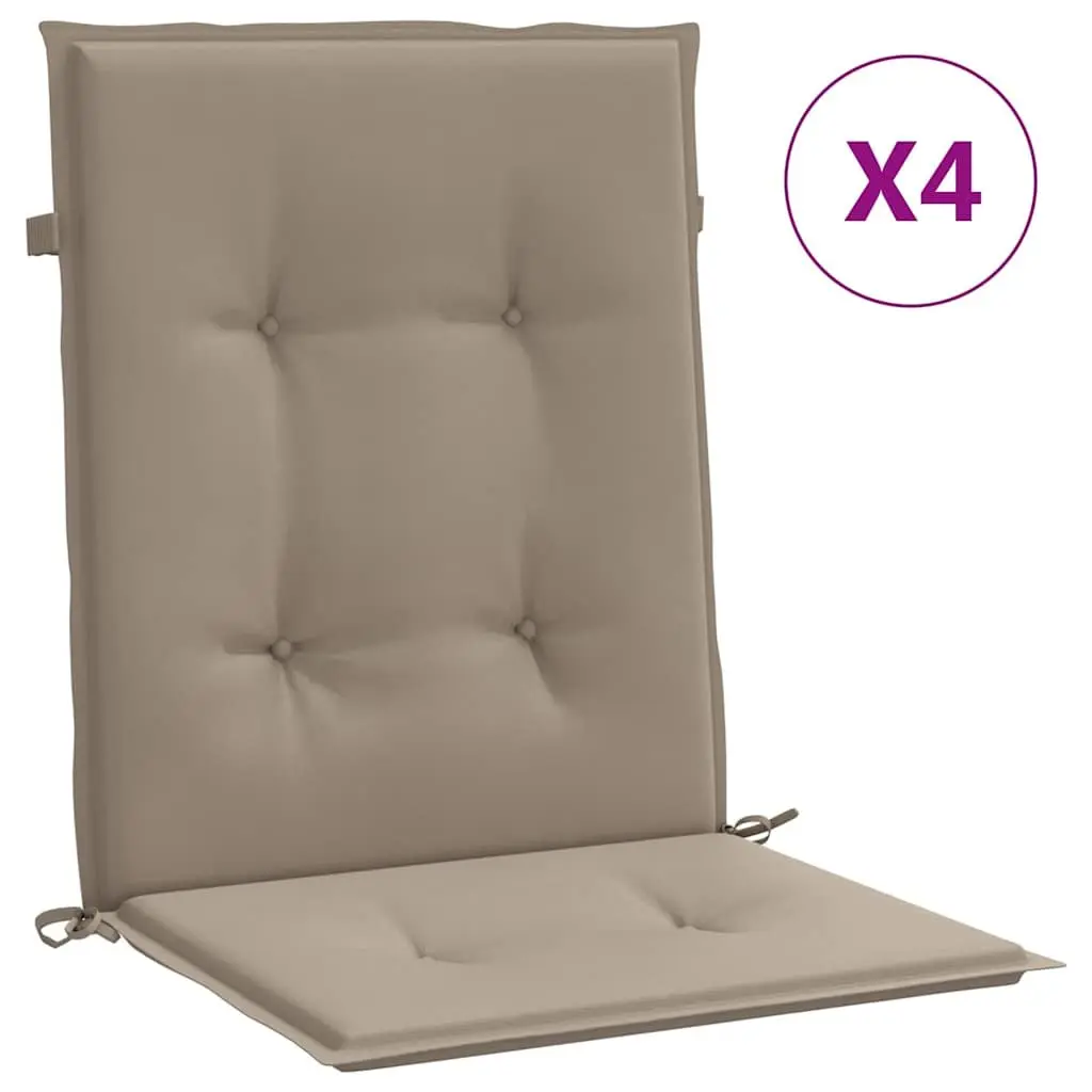 Lowback Chair Cushions Outdoor Garden Patio Seat Pad 100 x 50 x 3 cm Taupe 4 Piece Oxford Fabric