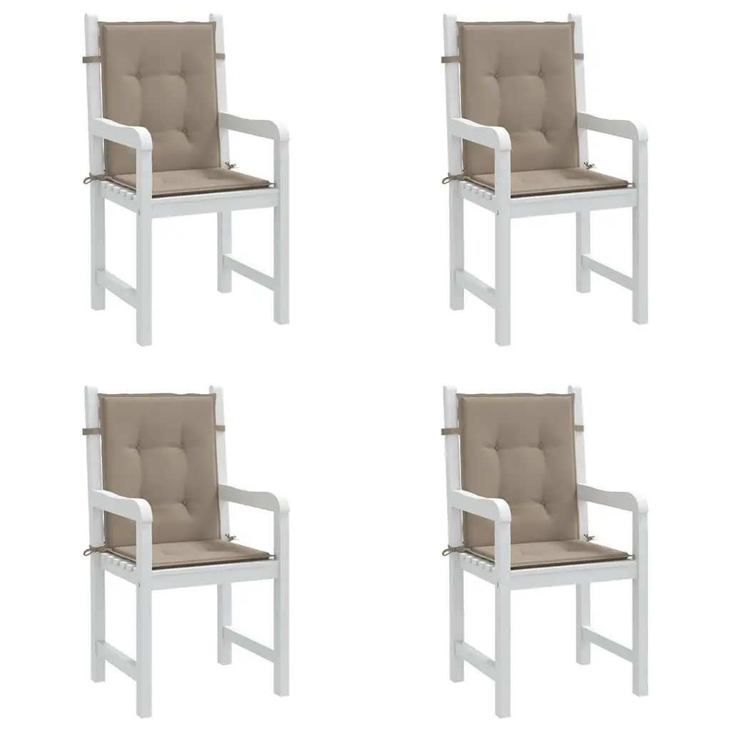 Lowback Chair Cushions Outdoor Garden Patio Seat Pad 100 x 50 x 3 cm Taupe 4 Piece Oxford Fabric