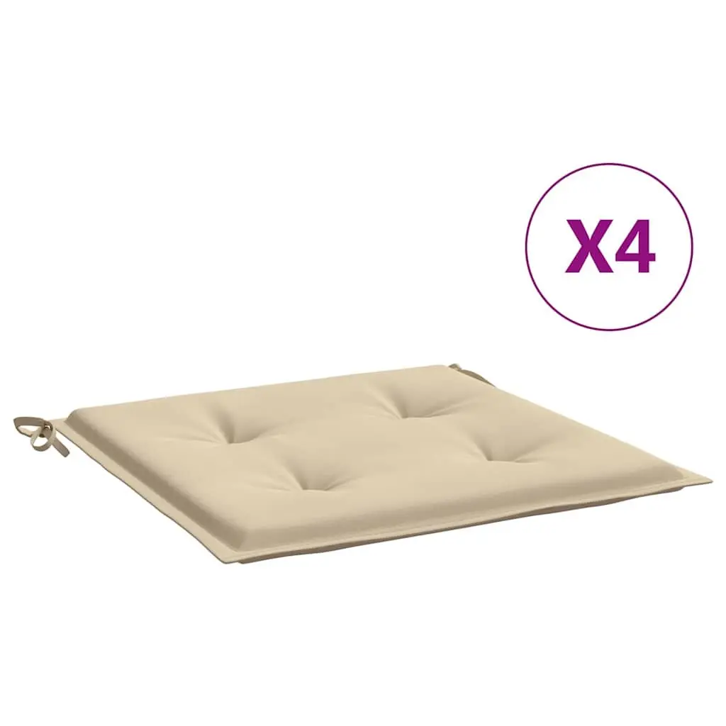 Outdoor Chair Cushions Set of 4 Beige 40x40x4 cm for Garden Patio Indoor Use