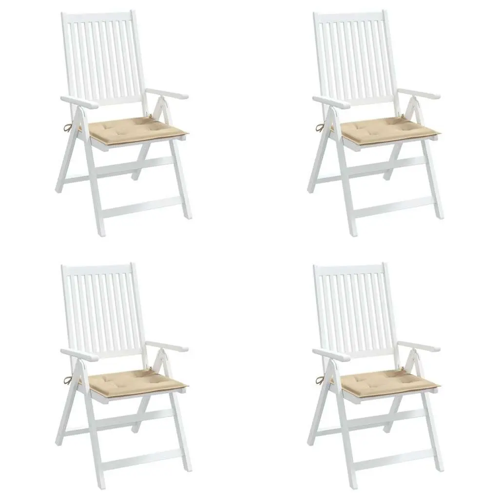 Outdoor Chair Cushions Set of 4 Beige 40x40x4 cm for Garden Patio Indoor Use