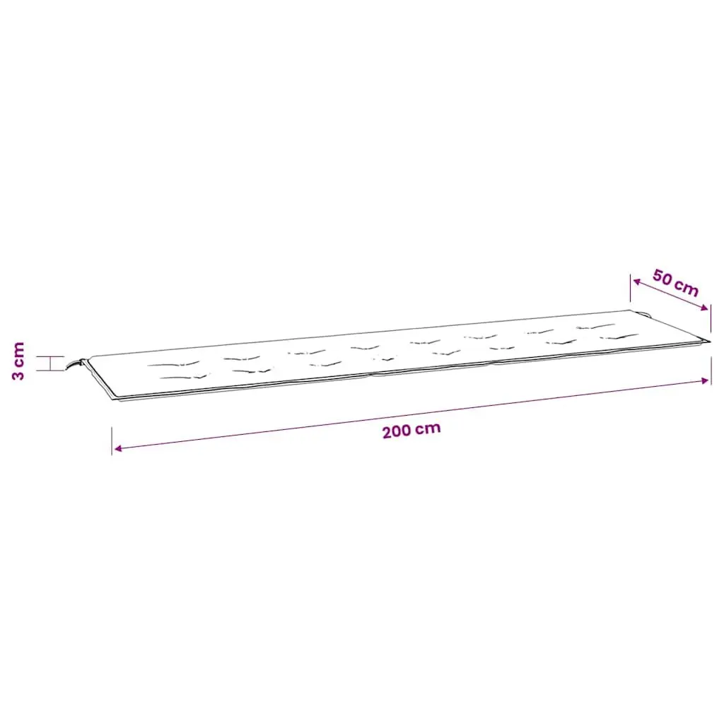 Garden Bench Cushion Grey 200x50x3cm Outdoor Patio Seating Pad Foam Filled