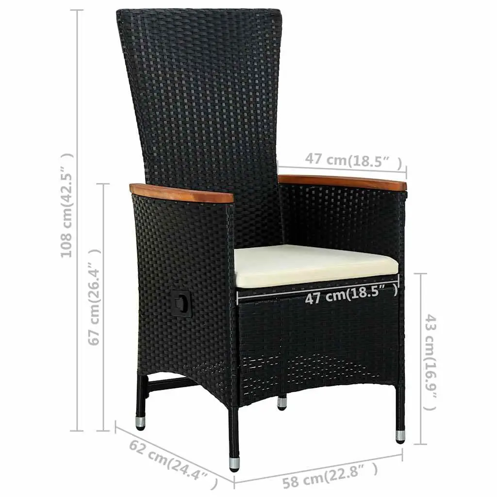 Outdoor Armchairs Set 2 Piece Garden Patio Seating Black