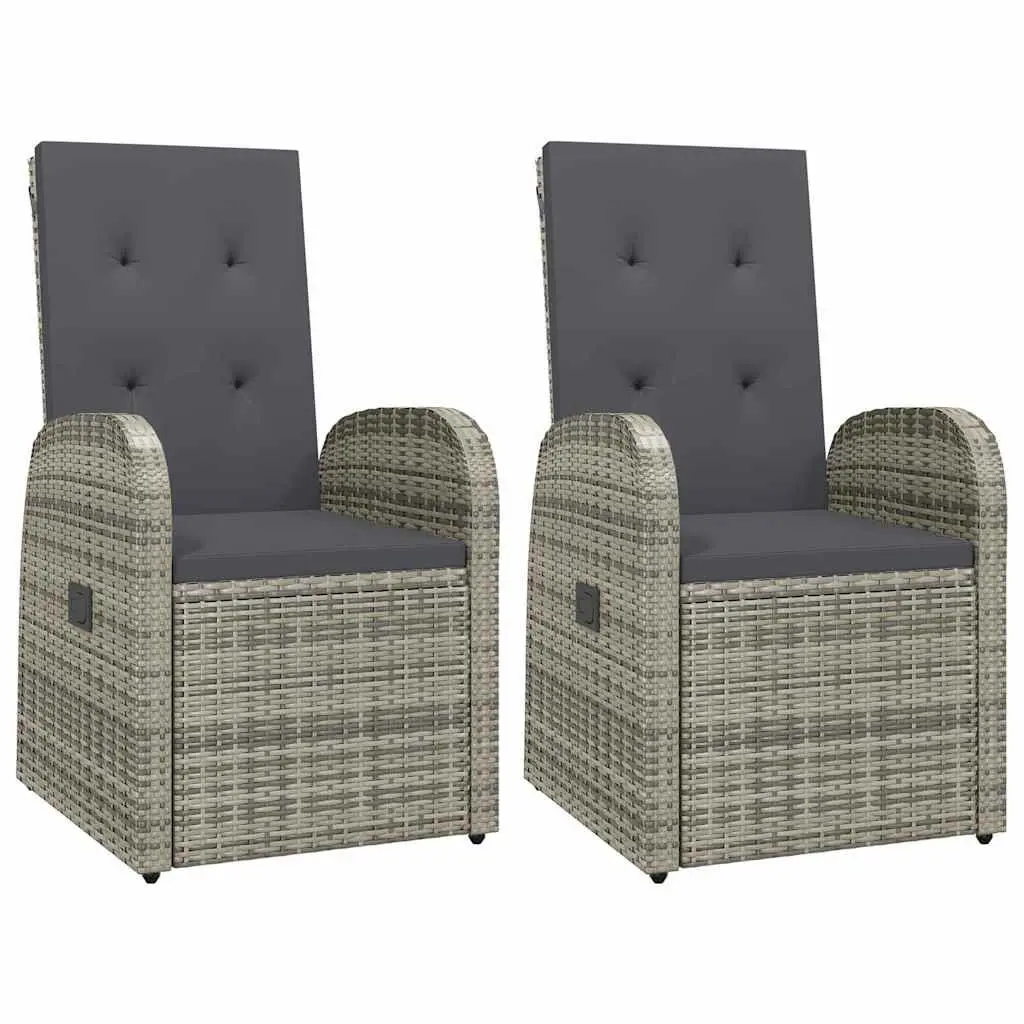 Outdoor Reclining Armchairs Set 2 pcs Garden Patio Seating with Cushions Grey