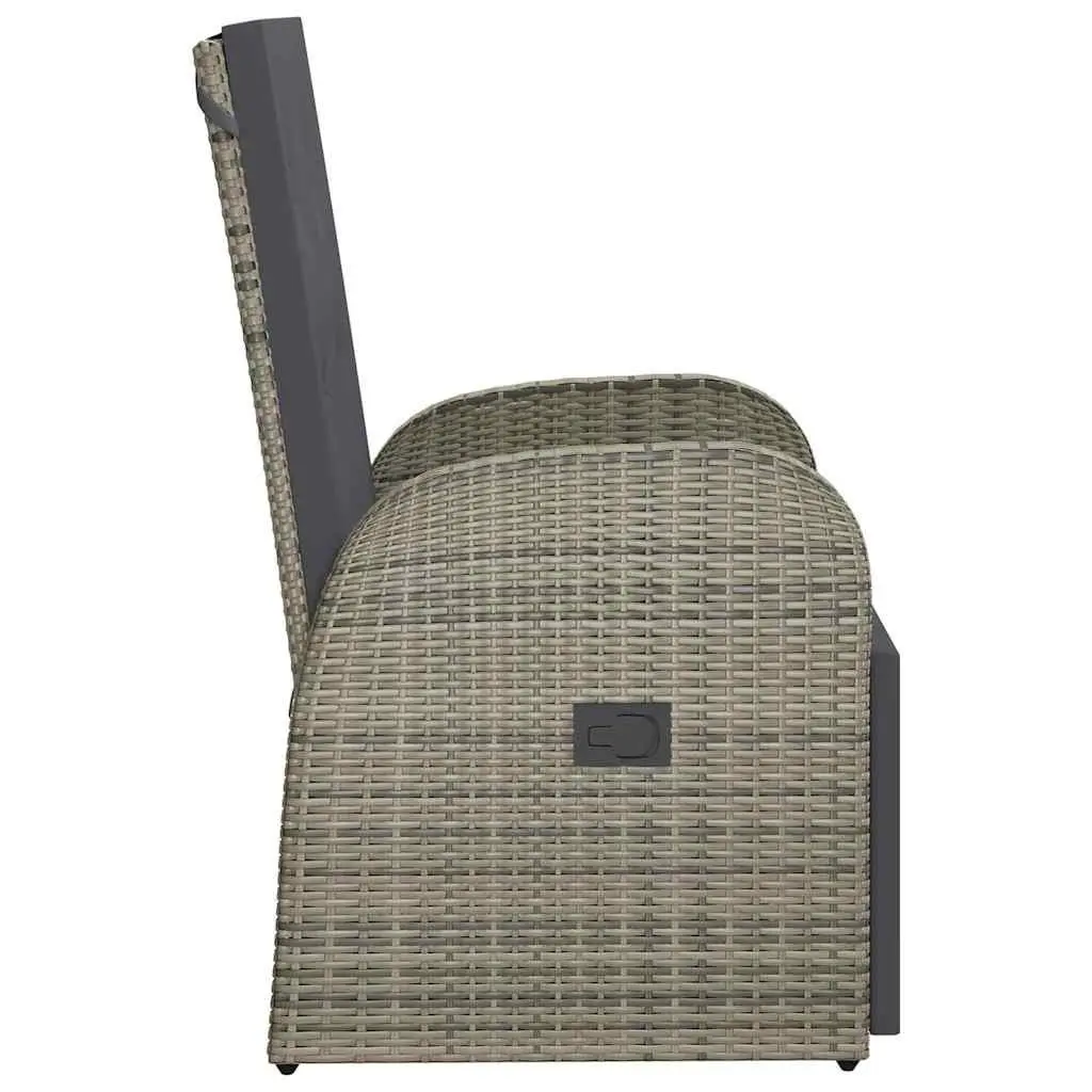 Reclining Garden Chair Poly Rattan Outdoor Armchair Grey with Cushion Patio