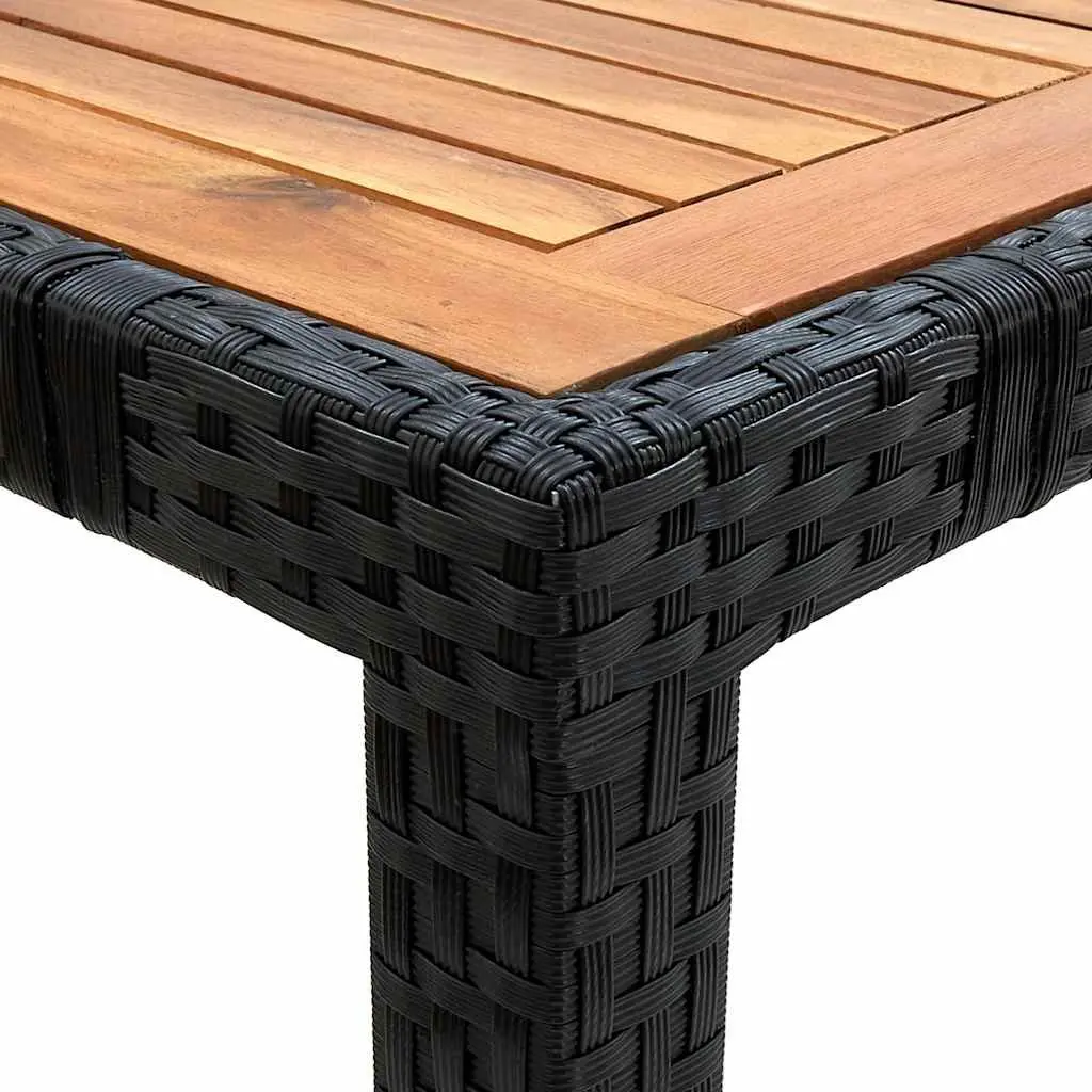 9 Piece Outdoor Dining Set with Cushions for Garden Patio Black PE Rattan Table and Chairs