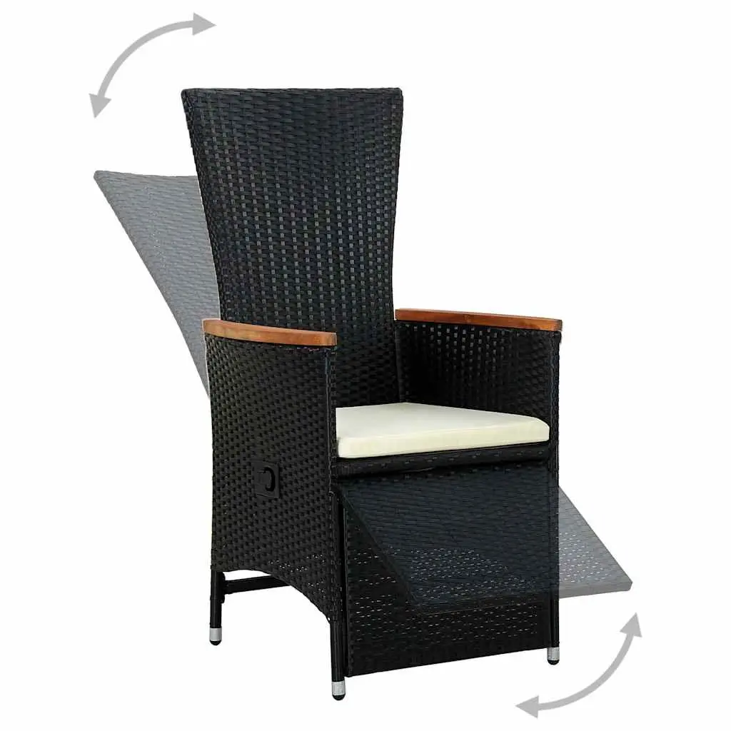9 Piece Outdoor Dining Set with Cushions for Garden Patio Black PE Rattan Table and Chairs