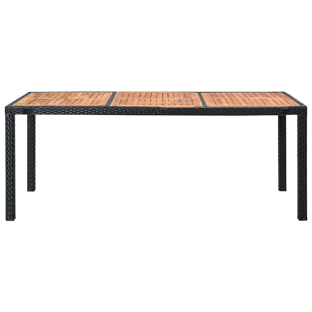 9 Piece Outdoor Dining Set with Cushions for Garden Patio Black PE Rattan Table and Chairs