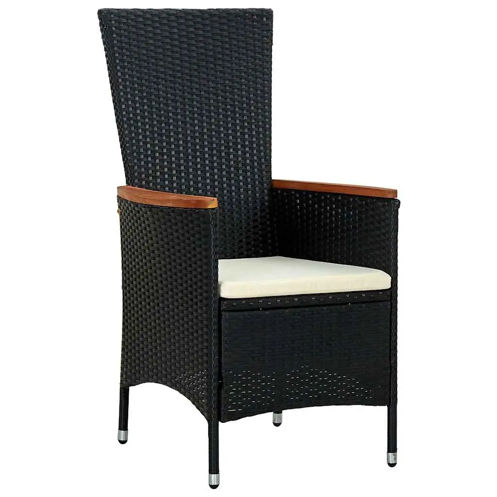 9 Piece Outdoor Dining Set with Cushions for Garden Patio Black PE Rattan Table and Chairs