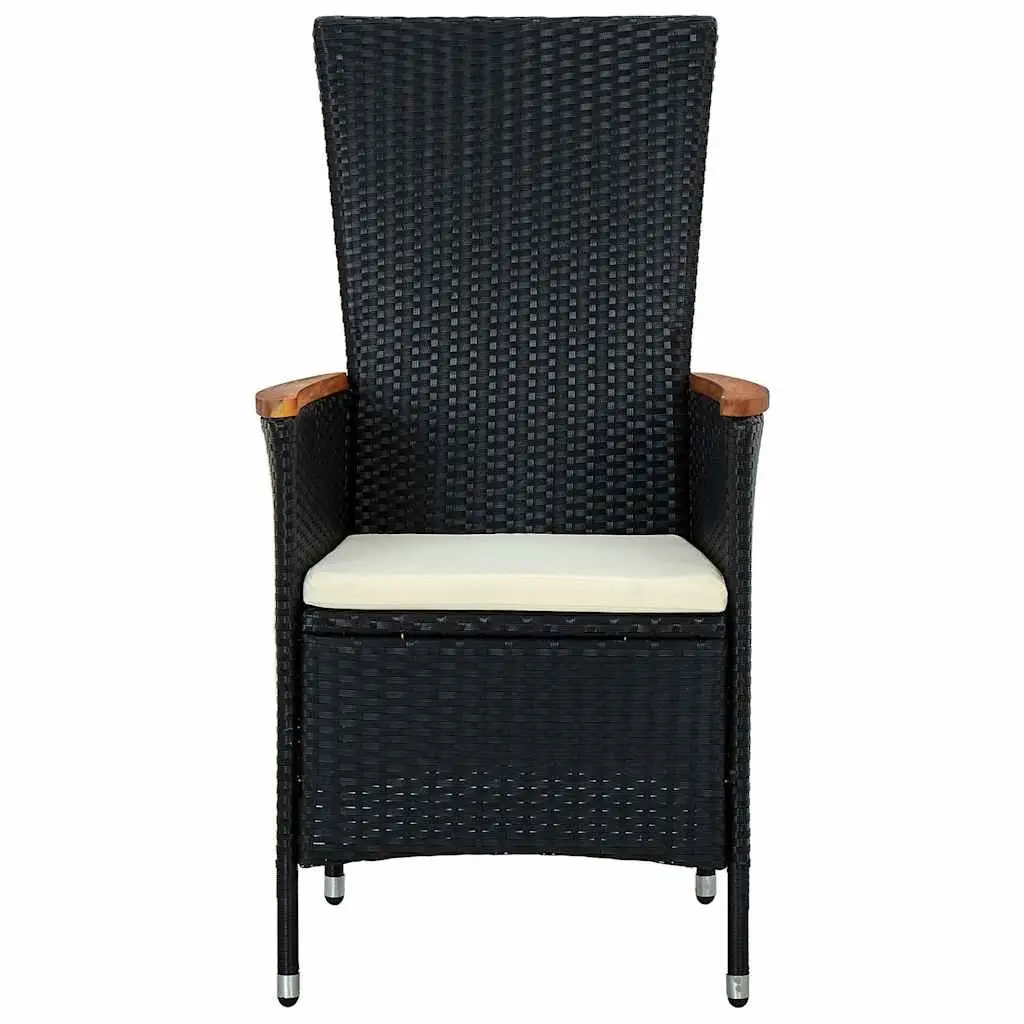 9 Piece Outdoor Dining Set with Cushions for Garden Patio Black PE Rattan Table and Chairs