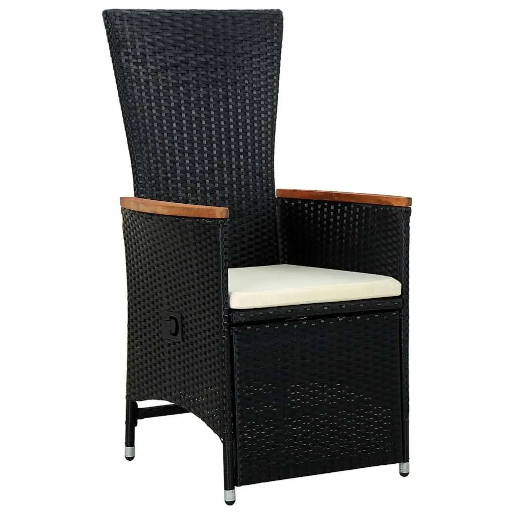9 Piece Outdoor Dining Set with Cushions for Garden Patio Black PE Rattan Table and Chairs
