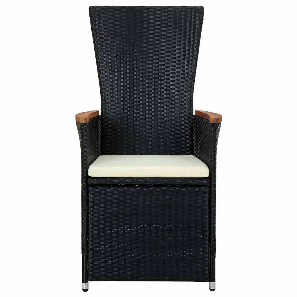 9 Piece Outdoor Dining Set with Cushions for Garden Patio Black PE Rattan Table and Chairs