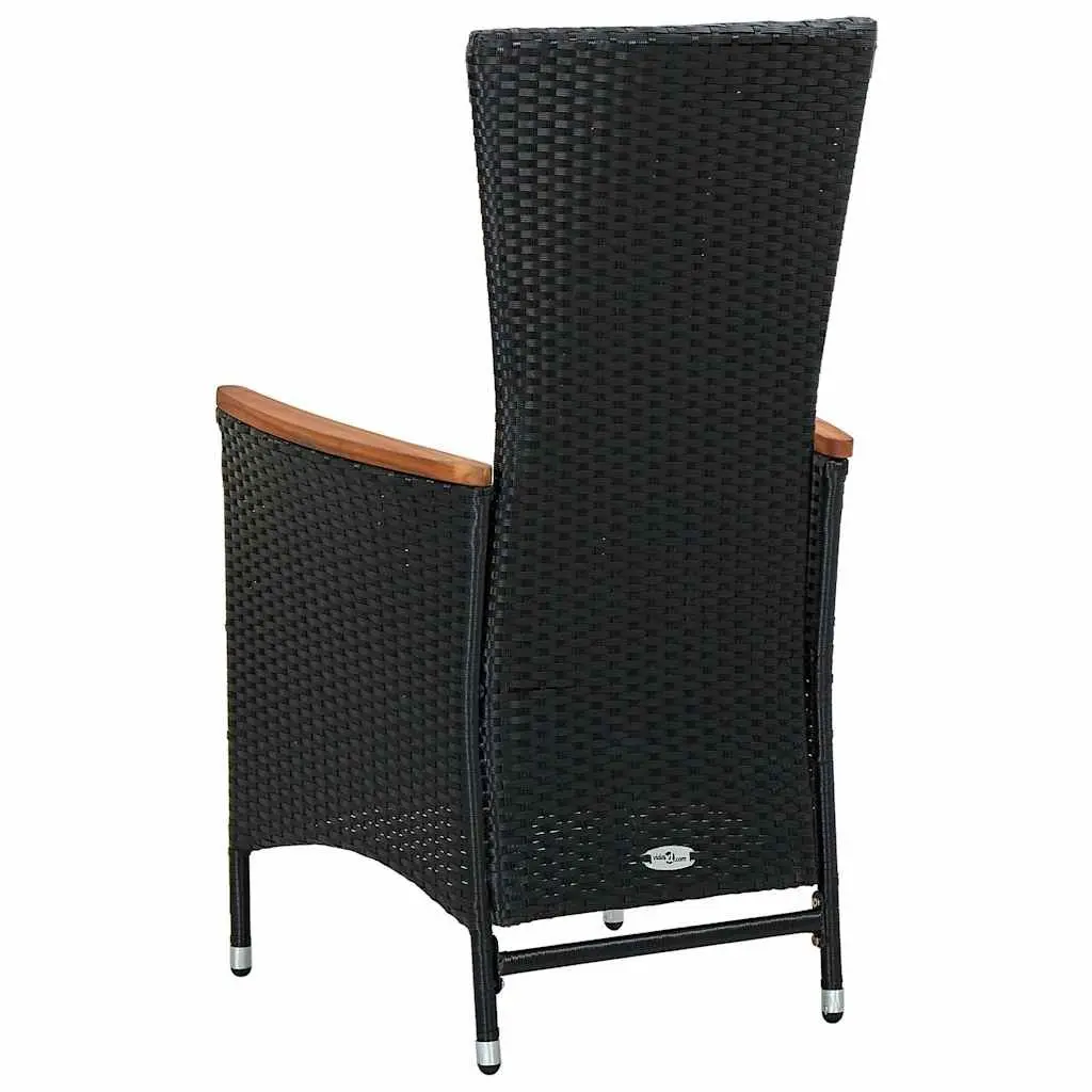 9 Piece Outdoor Dining Set with Cushions for Garden Patio Black PE Rattan Table and Chairs