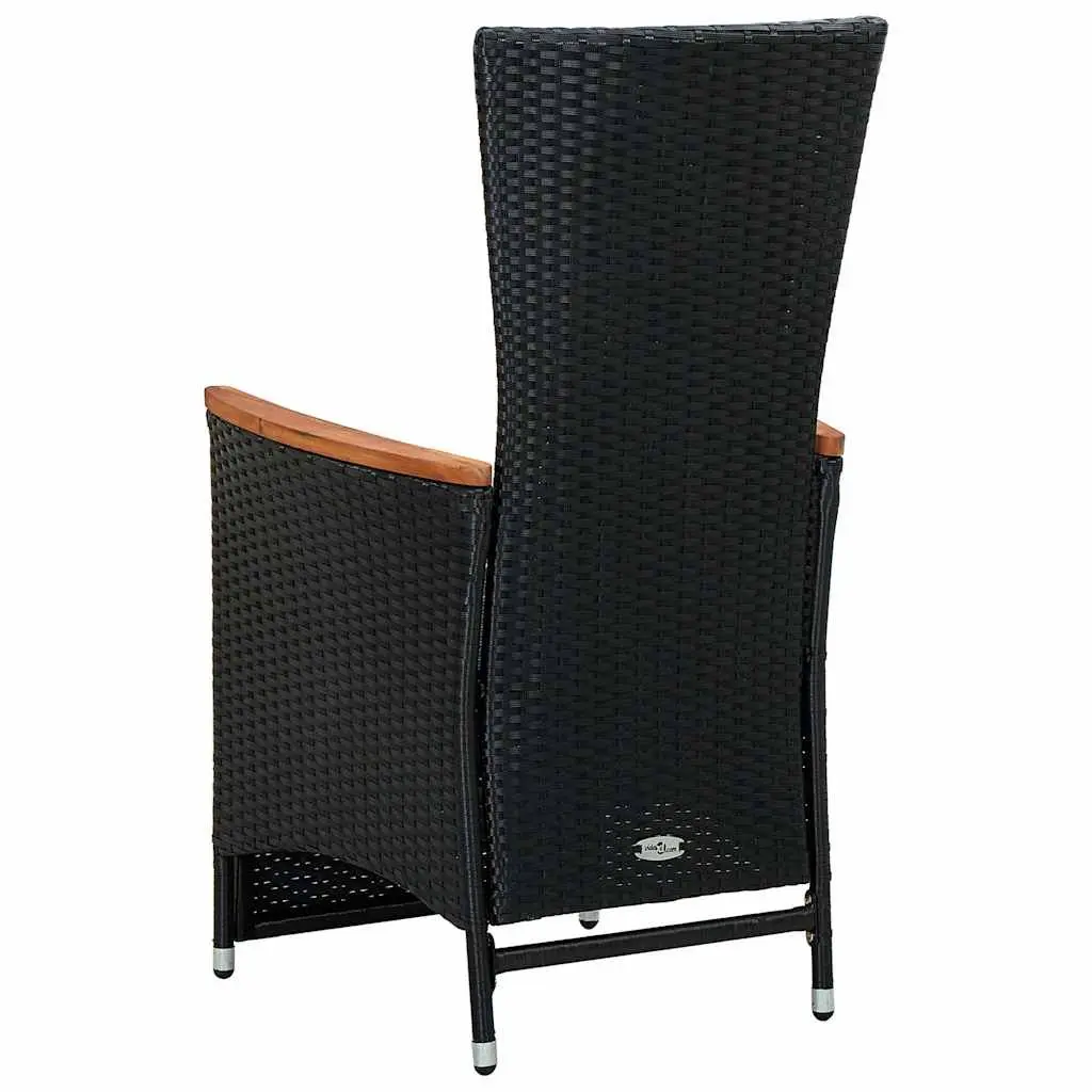 9 Piece Outdoor Dining Set with Cushions for Garden Patio Black PE Rattan Table and Chairs