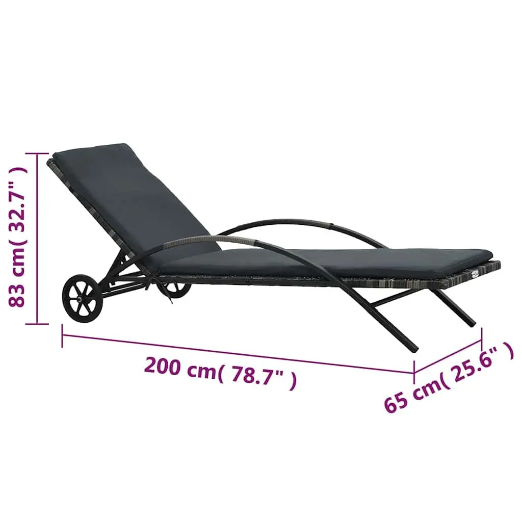 Sun Lounger Set for Garden Patio Outdoor Use with Table Anthracite