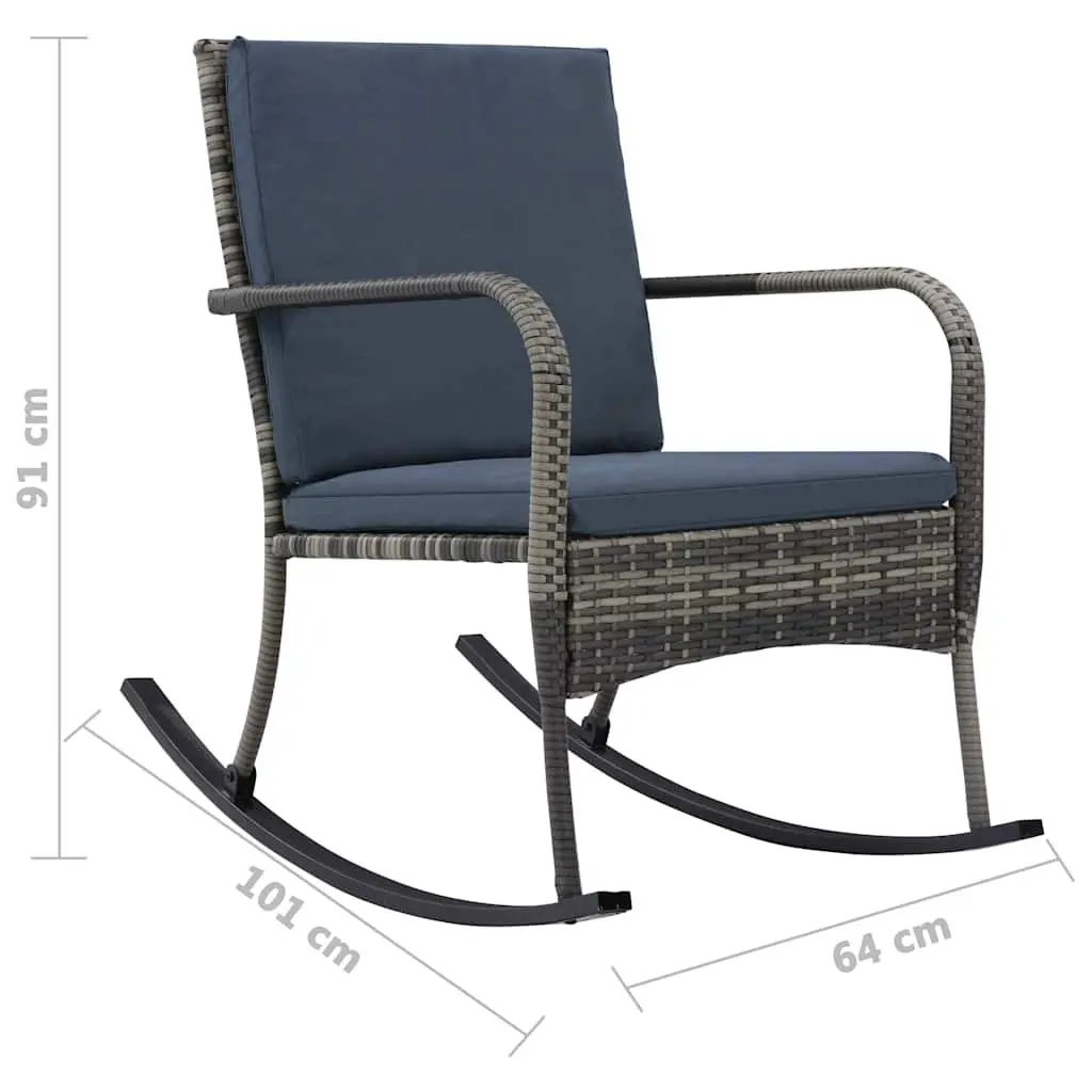Anthracite Rocking Chair with Removable Cushions