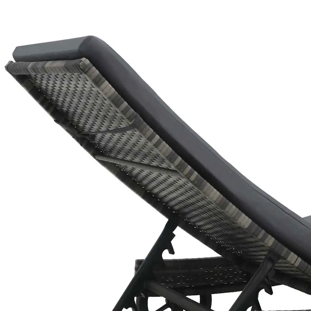 Sun Lounger Garden Patio Adjustable Backrest with Wheels and Cushion