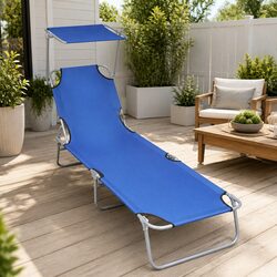 Specifications of the Blue Folding Sun Lounger with Canopy