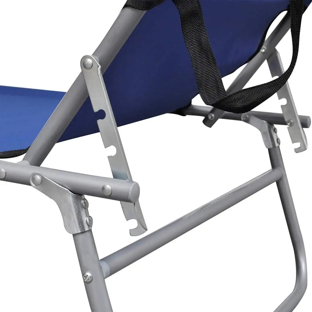 Folding Sun Lounger with Canopy Outdoor Patio Garden Blue
