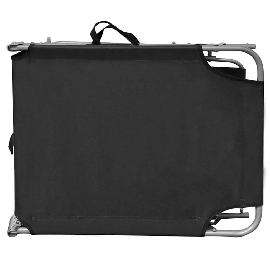 Sun Lounger with Canopy Outdoor Patio Garden Adjustable Backrest Black