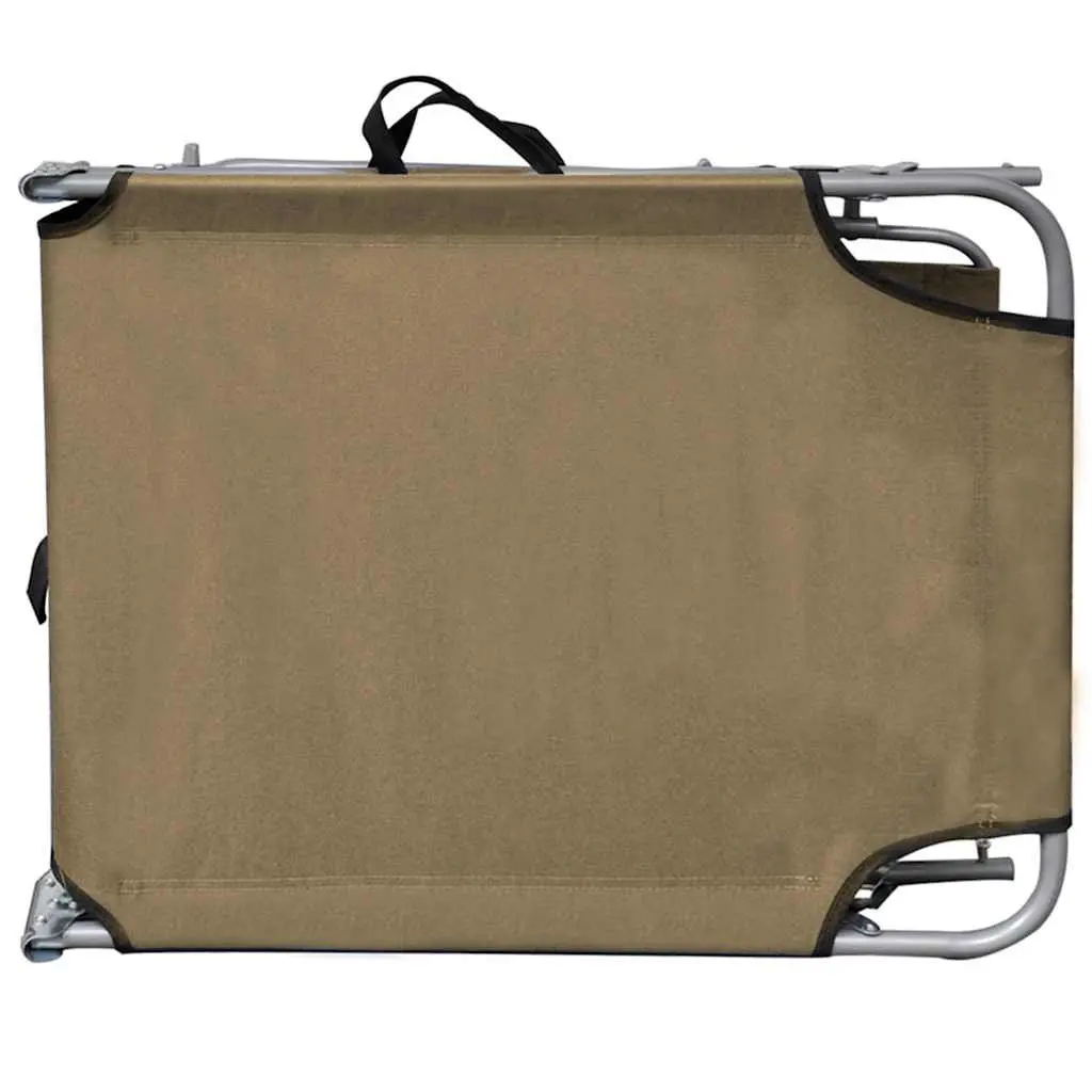 Taupe Folding Sun Lounger with Adjustable Canopy