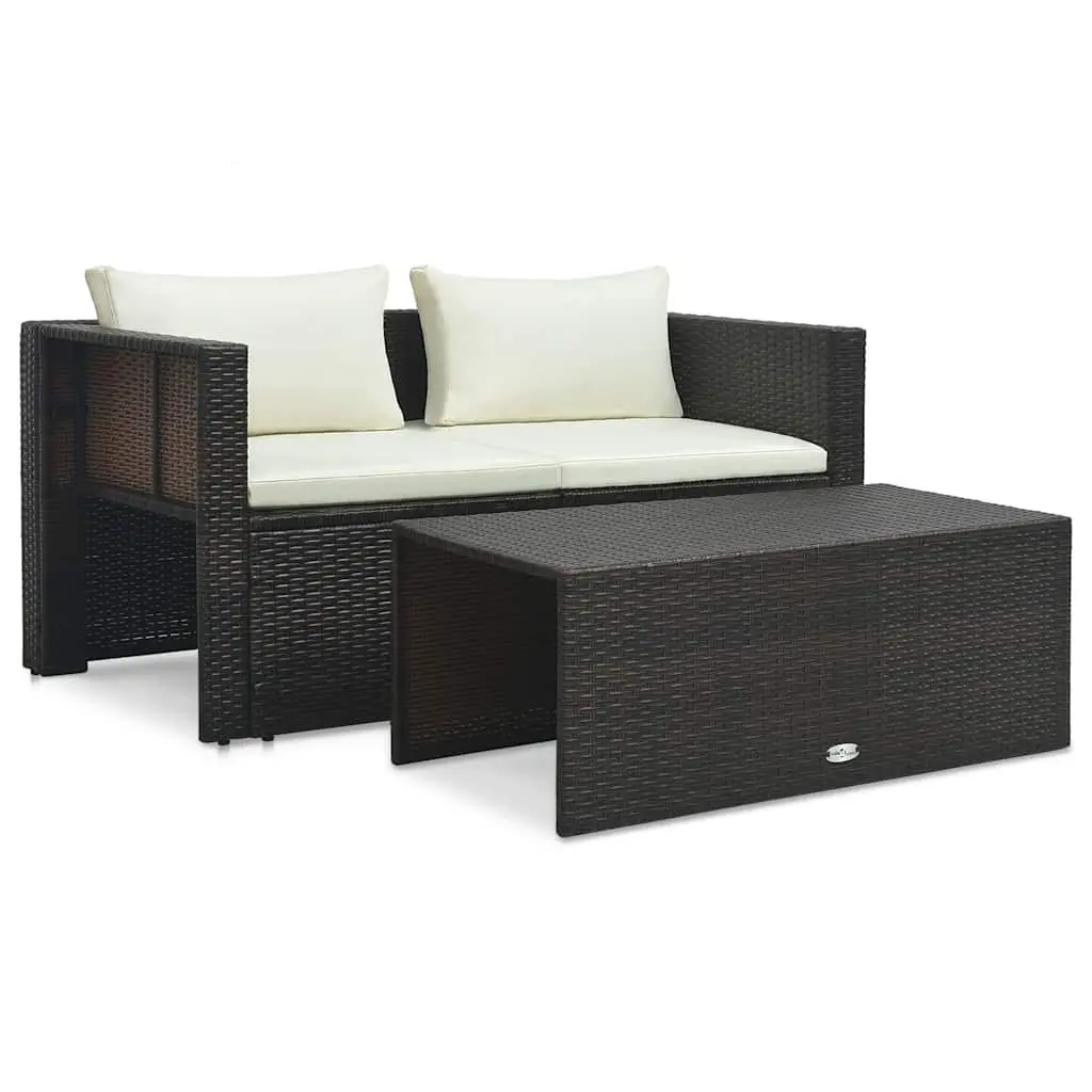 Outdoor Garden Lounge Set 6 Piece Poly Rattan Brown Patio Furniture with