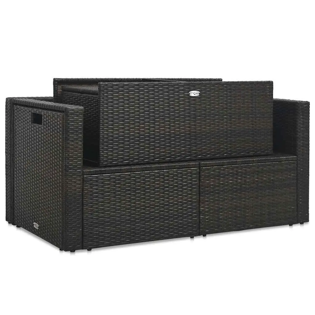 Outdoor Garden Lounge Set 6 Piece Poly Rattan Brown Patio Furniture with