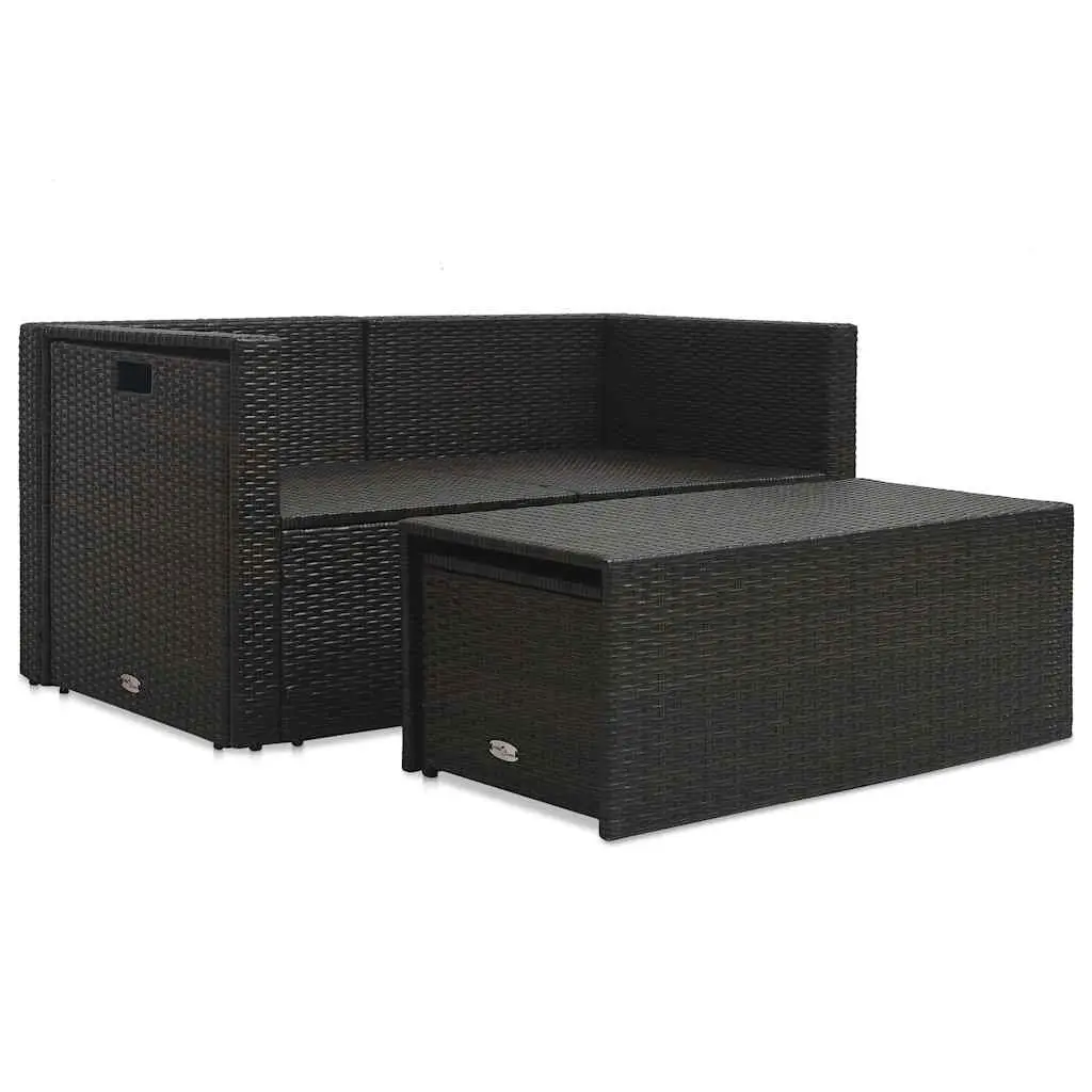 Outdoor Garden Lounge Set 6 Piece Poly Rattan Brown Patio Furniture with