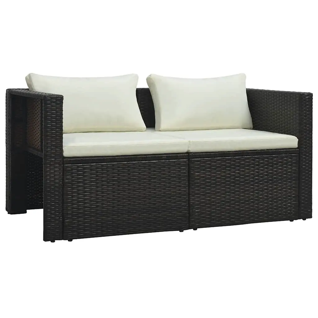 Outdoor Garden Lounge Set 6 Piece Poly Rattan Brown Patio Furniture with