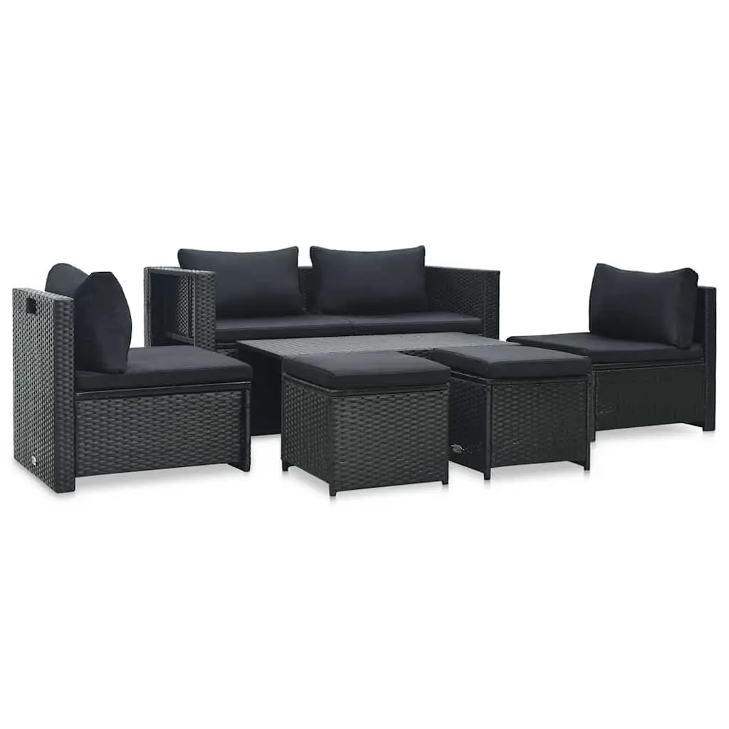 Garden Lounge Set 6 Piece Outdoor Furniture Black Patio Sofa